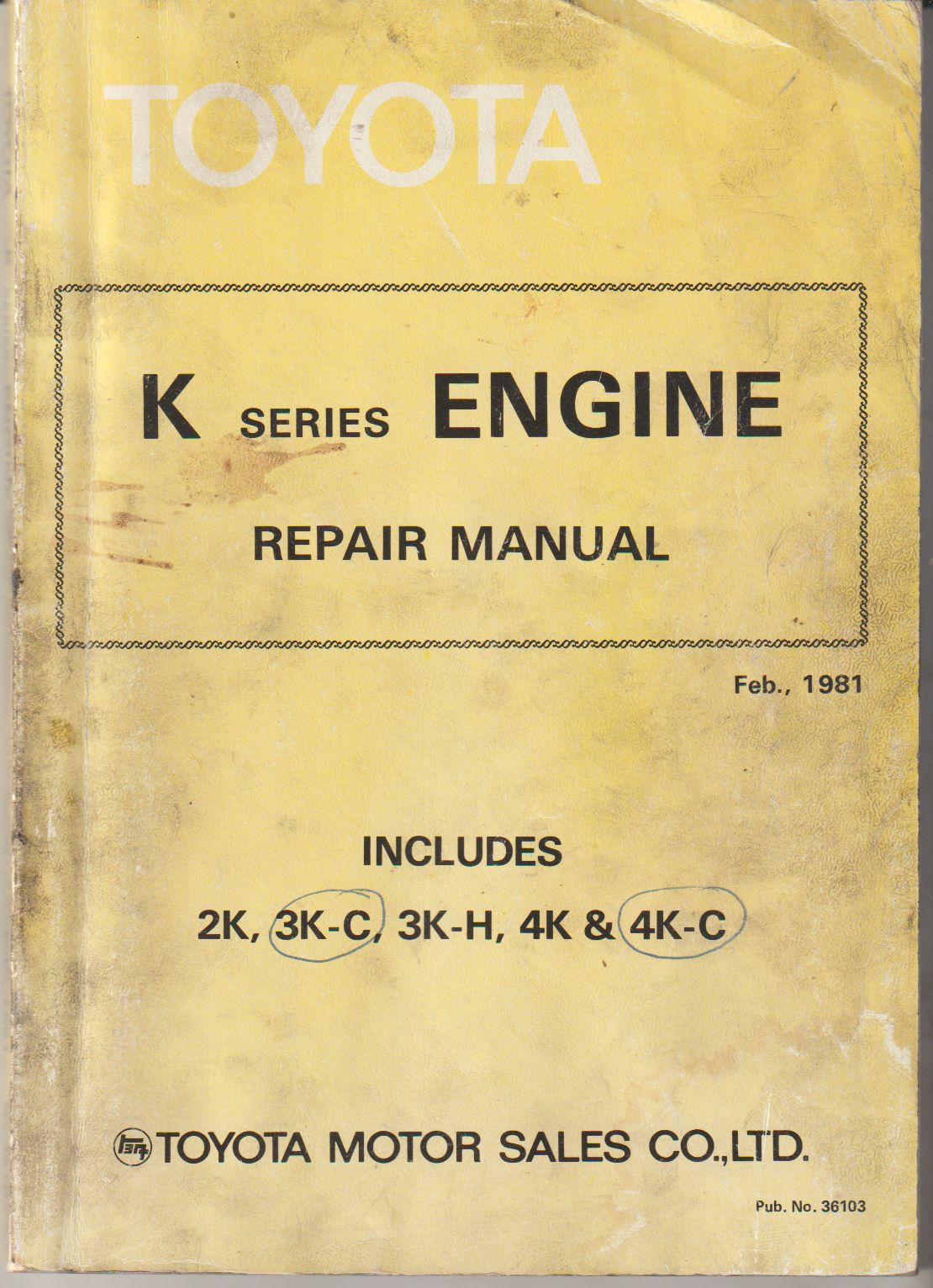 Toyota K Series Engine Repair Manual 36103 (image for) Toyota K Series Engine Repair Manual 36103