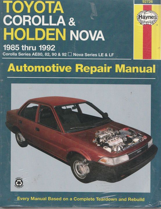 Toyota Corolla & Holden Nova (85 - 92) Haynes Automotive Repair (image for) Toyota Corolla & Holden Nova (85 - 92) Haynes Automotive Repair