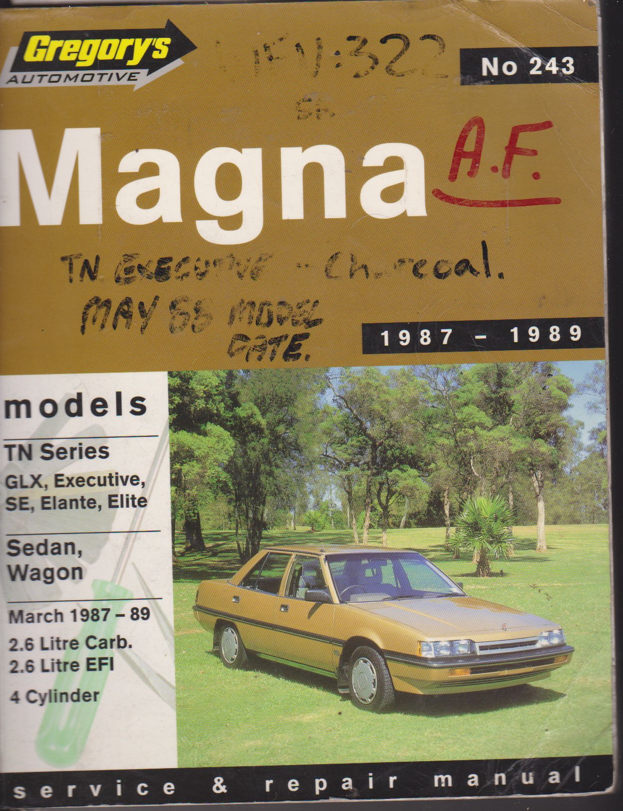 Mitsubishi Magna TN 1987 - 1989 Gregorys Owners Service & Repair (image for) Mitsubishi Magna TN 1987 - 1989 Gregorys Owners Service & Repair