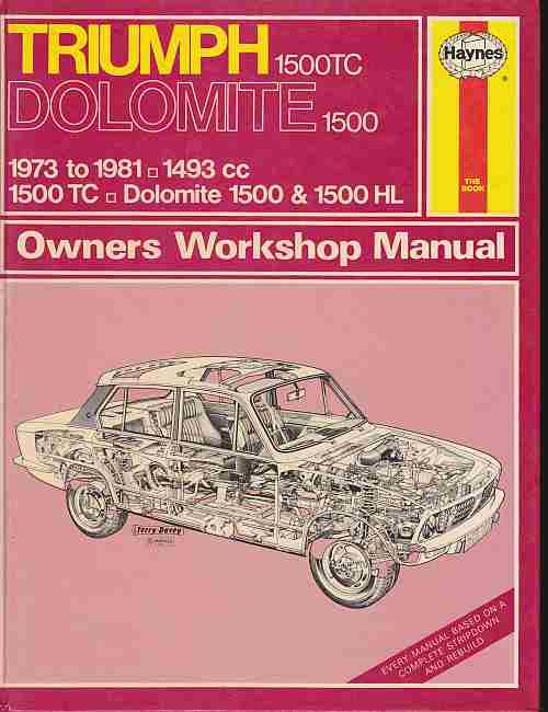 Triumph Dolomite 1500 1973-81 Owner's Workshop Manual HA369 (image for) Triumph Dolomite 1500 1973-81 Owner's Workshop Manual HA369