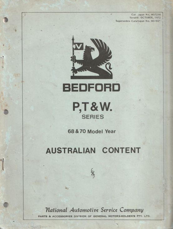 Bedford P,T & W. Series 68 & 70 Model Year Australian Content Pa (image for) Bedford P,T & W. Series 68 & 70 Model Year Australian Content Pa