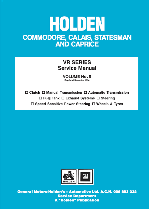 Holden VR Series Commodore 1993 - 1995 Vol 5 (image for) Holden VR Series Commodore 1993 - 1995 Vol 5