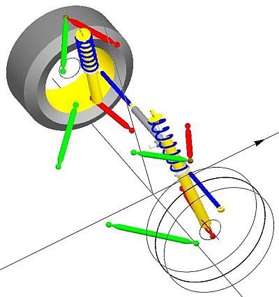 Upper A-arm, lower virtual A-arm, steering link [Front] Upper A-arm, lower virtual A-arm, toe link [Rear] As used on the Mitsubishi Galant front.