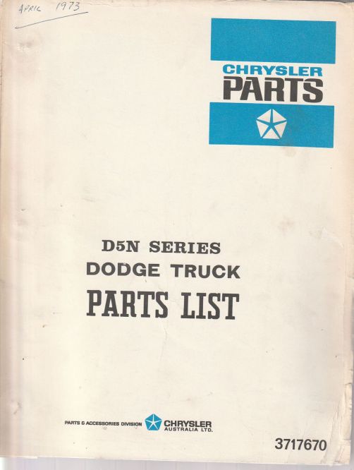 D5N Dodge Truck Parts List, 3717670 (image for) D5N Dodge Truck Parts List, 3717670